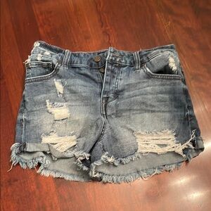 Celebrity Pink Blue Distressed Jean Shorts